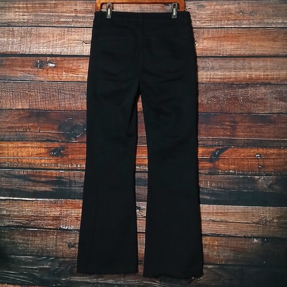Solo Tu Jeans Size 11 30 High Rise Flare Leg Black Denim Stretch Repreve Raw Hem - Picture 3 of 8